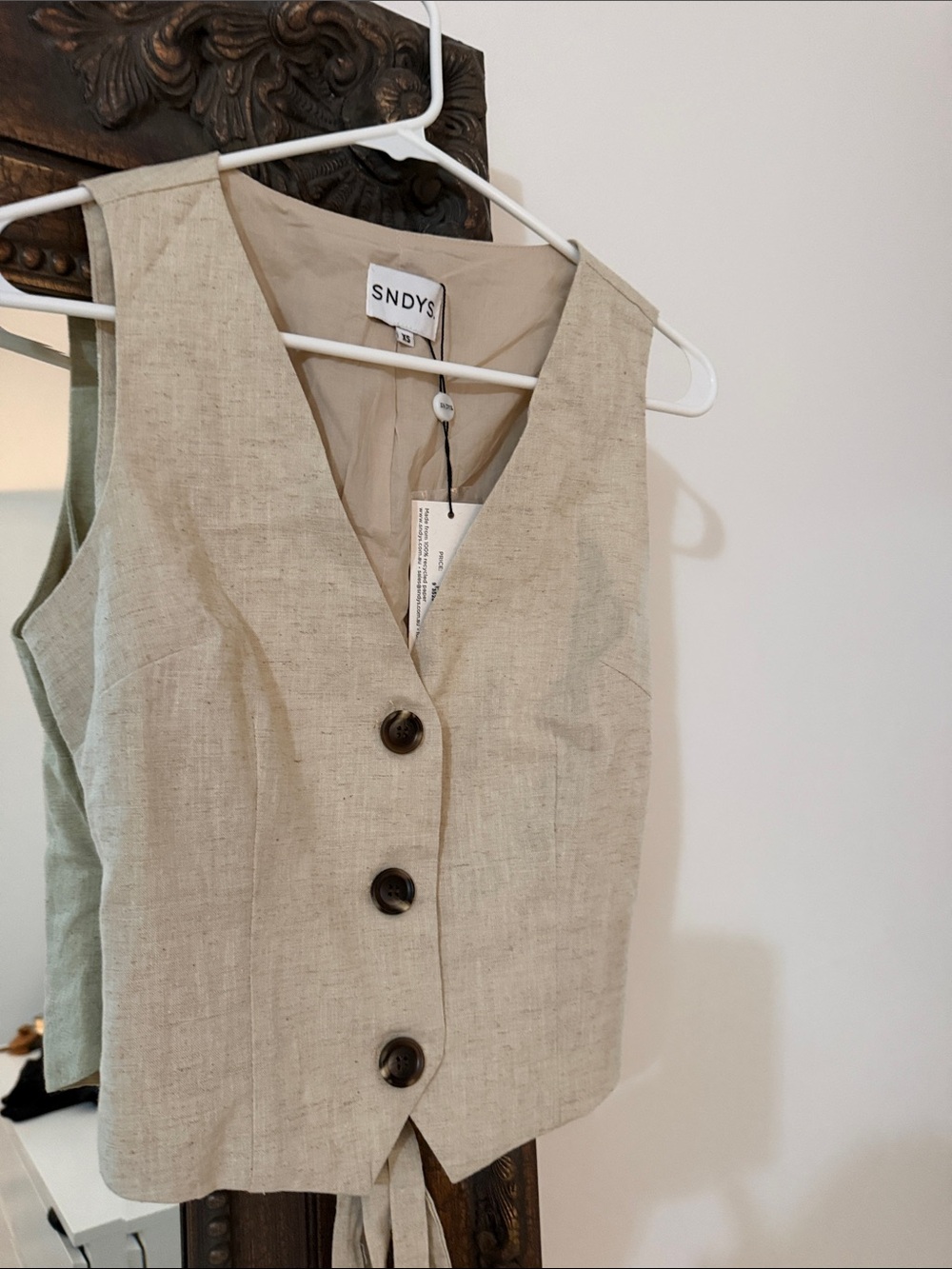 SNDYS Beige Linen-Blend Vest Tunic